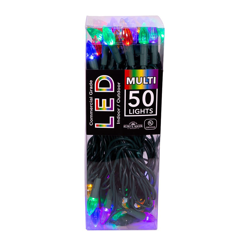 50-Light C3 Diamond Multi-Color LED Green Wire Light Set