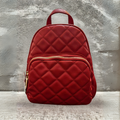 Red Quilted Leatherette Mini Backpack Purse