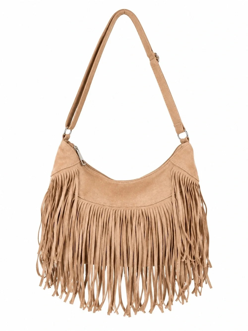 NWT Boho Fringe Hobo Handbag – Tan