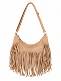 NWT Boho Fringe Hobo Handbag – Tan