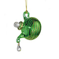 Glass Teapot with Crystal 'droplet' Ornament - Green