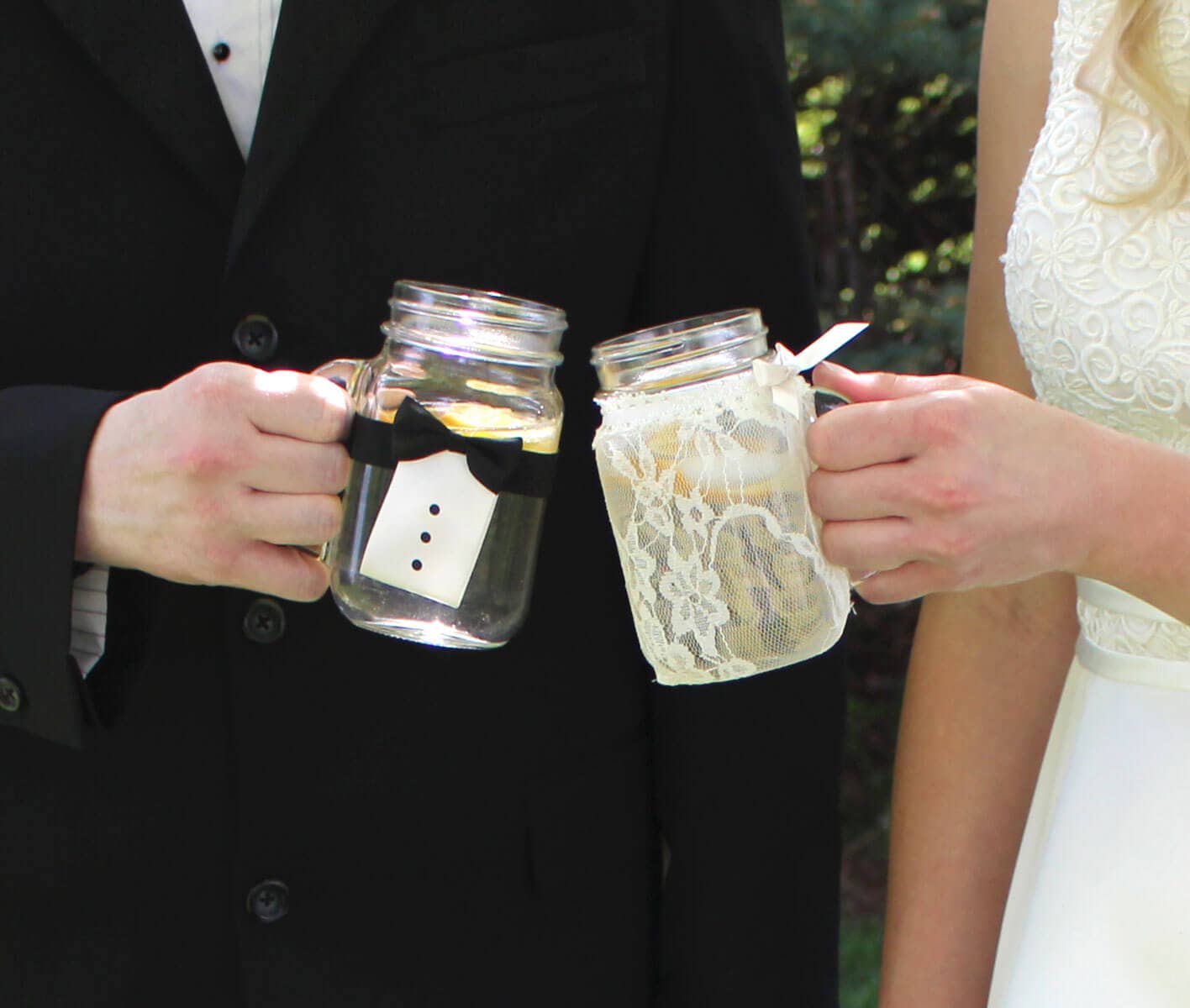 Bride and Groom Drink Glass Covers