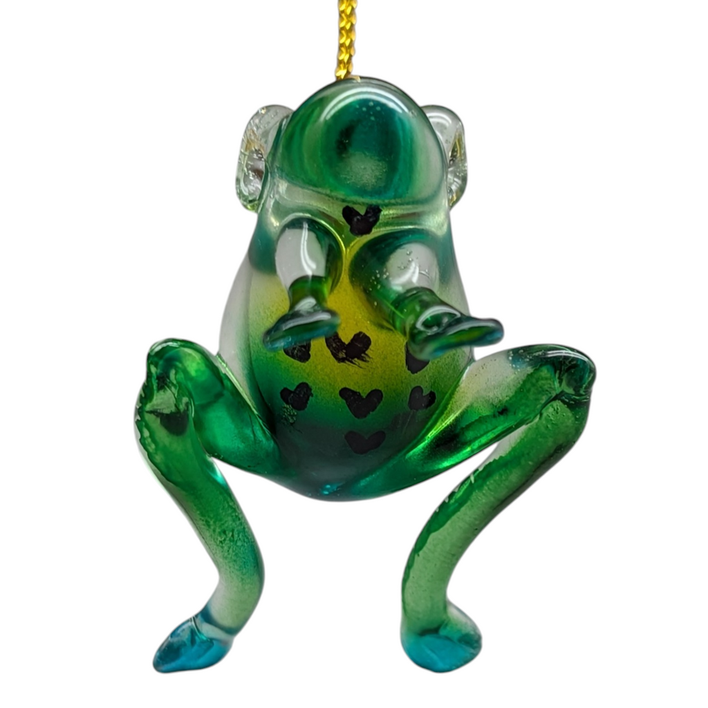 Playful Frog Glass Ornament