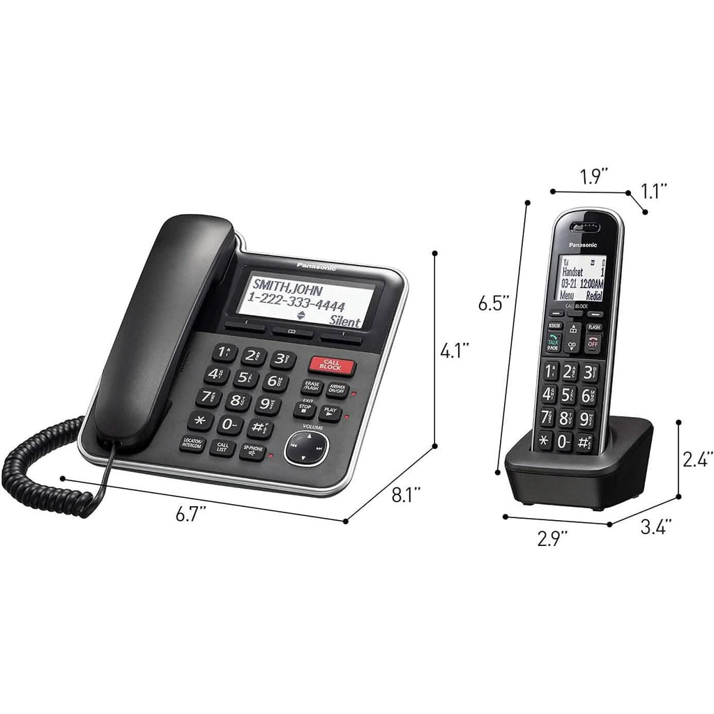 Panasonic Expandable Corded/Cordless Phone System with Answering Machine and One Touch Call Blocking – 2 Handsets  (Refurbished)
