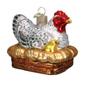 Hen On Nest Glass Ornament