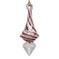 Candy Cane Stripe Blown Glass Ornament - Teardrop