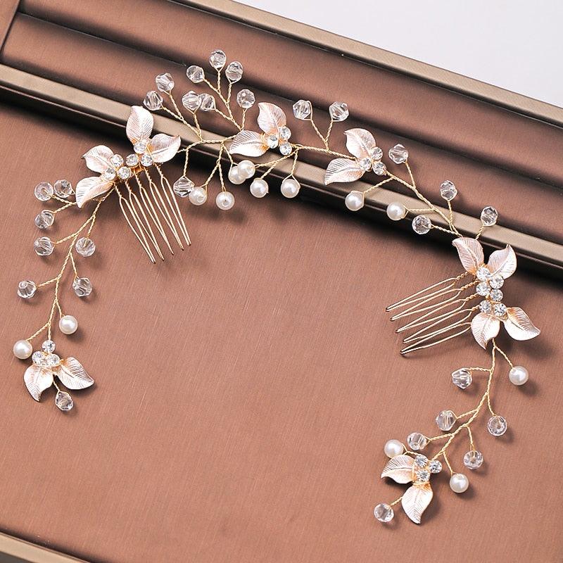 Pearl Leaf Comb Headband Hair Accessories For Women Tiara Headband Wedding Accessories Headband on the head Gorgeous Hair Accessories For Women