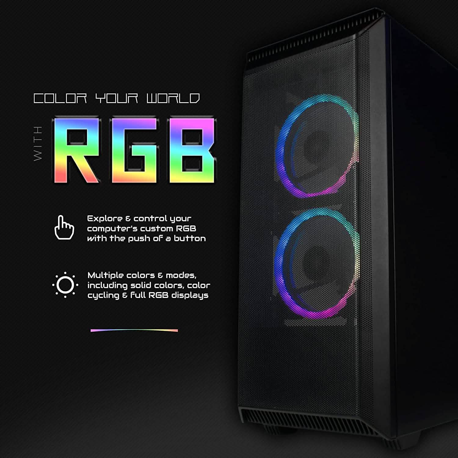 Periphio Centaur Prebuilt RGB Gaming Computer 16GB DDR4 RAM 500GB NVMe M.2 SSD + 1TB HDD (Refurbished)
