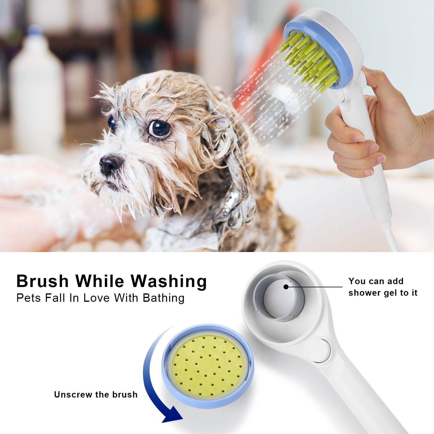 Pet Massage Shower Sprayer with Towel