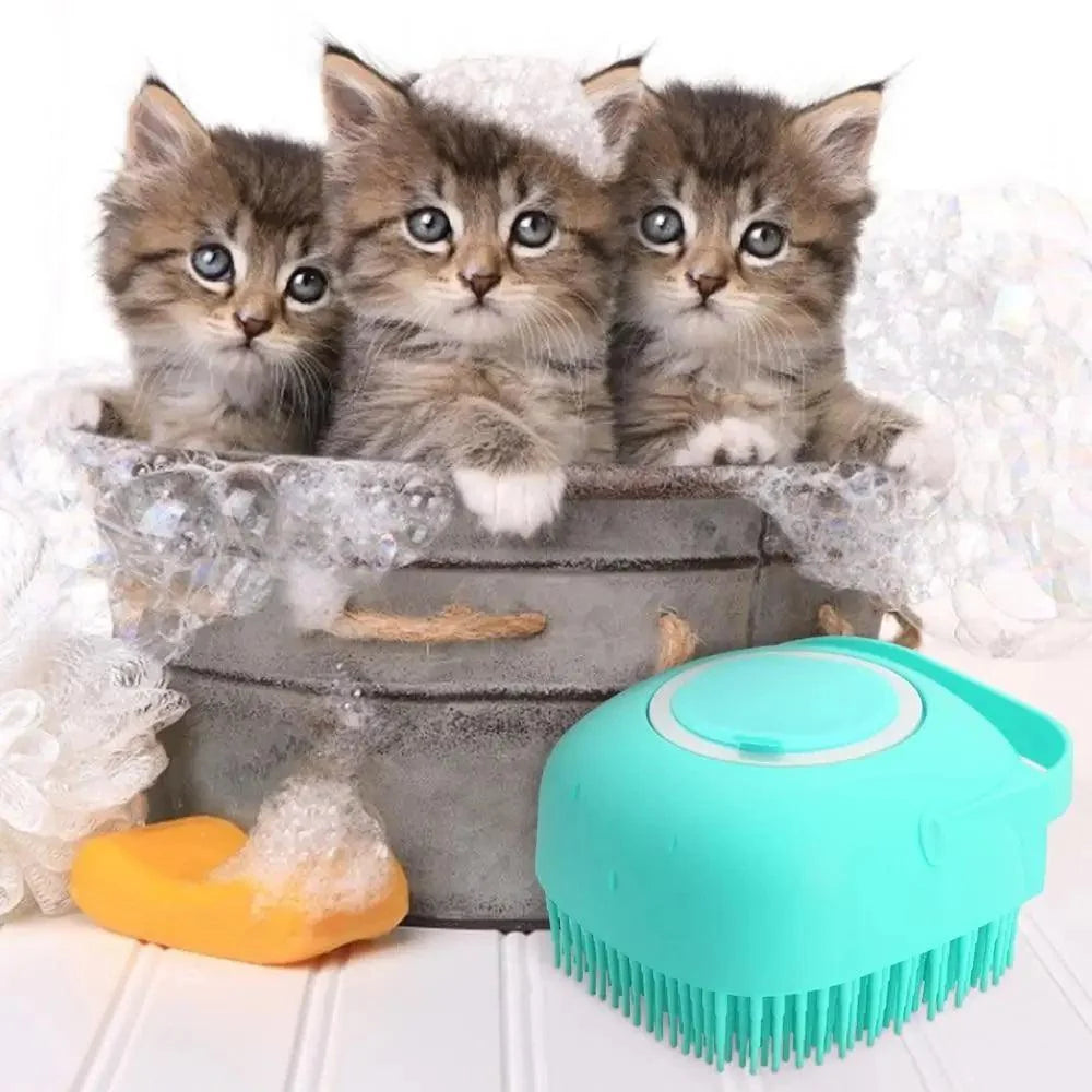 Pet Silicone Shampoo Bath Brush Massage Rubber Comb Bathing Shampoo Colorful Massager For Dogs