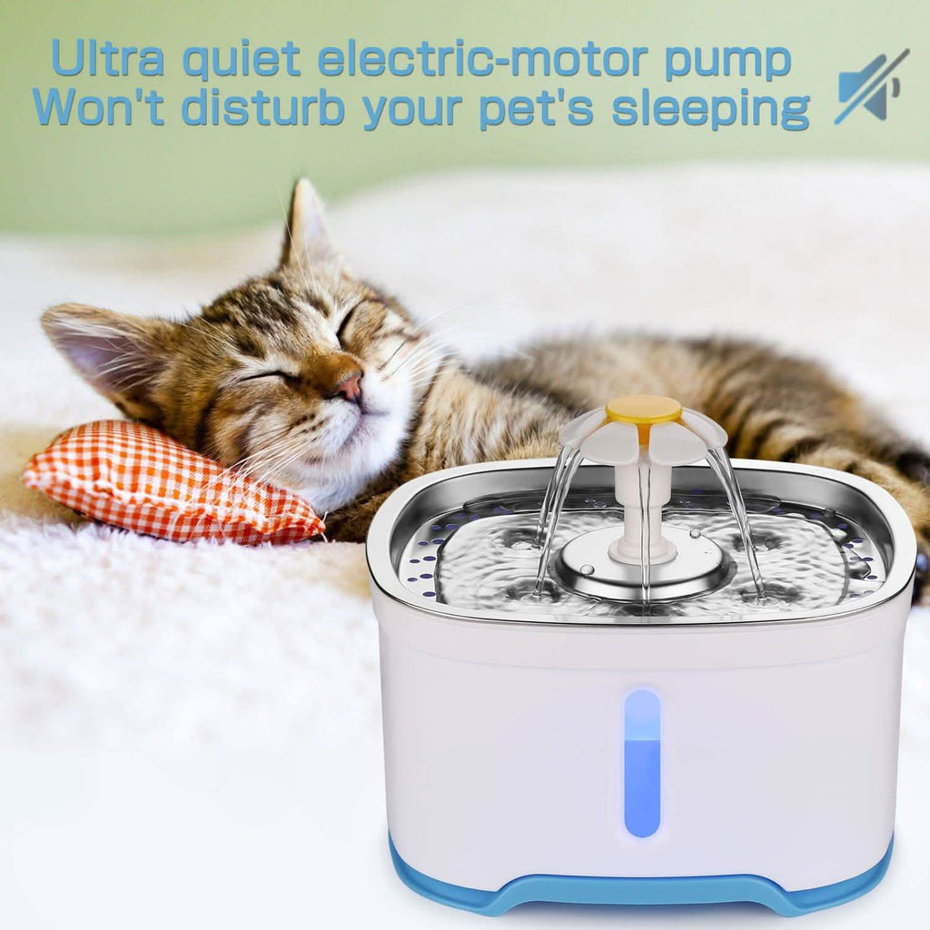 Pet Water Dispenser Fountain Cat Dog LED Light Drinking 2 Spray Heads