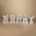 Lighted Holographic Holiday "MERRY" Decor with Remote Control - 10 Inch tall
