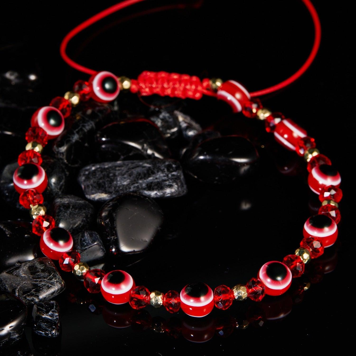 Pinky Promise Blue Bracelet Sets Colorful Crystal Bead Rope Chain Lucky Couple Bracelets Colorful Eye Bracelets Handmade Braided Rope Bracelets For Women Friendship Charm Jewelry