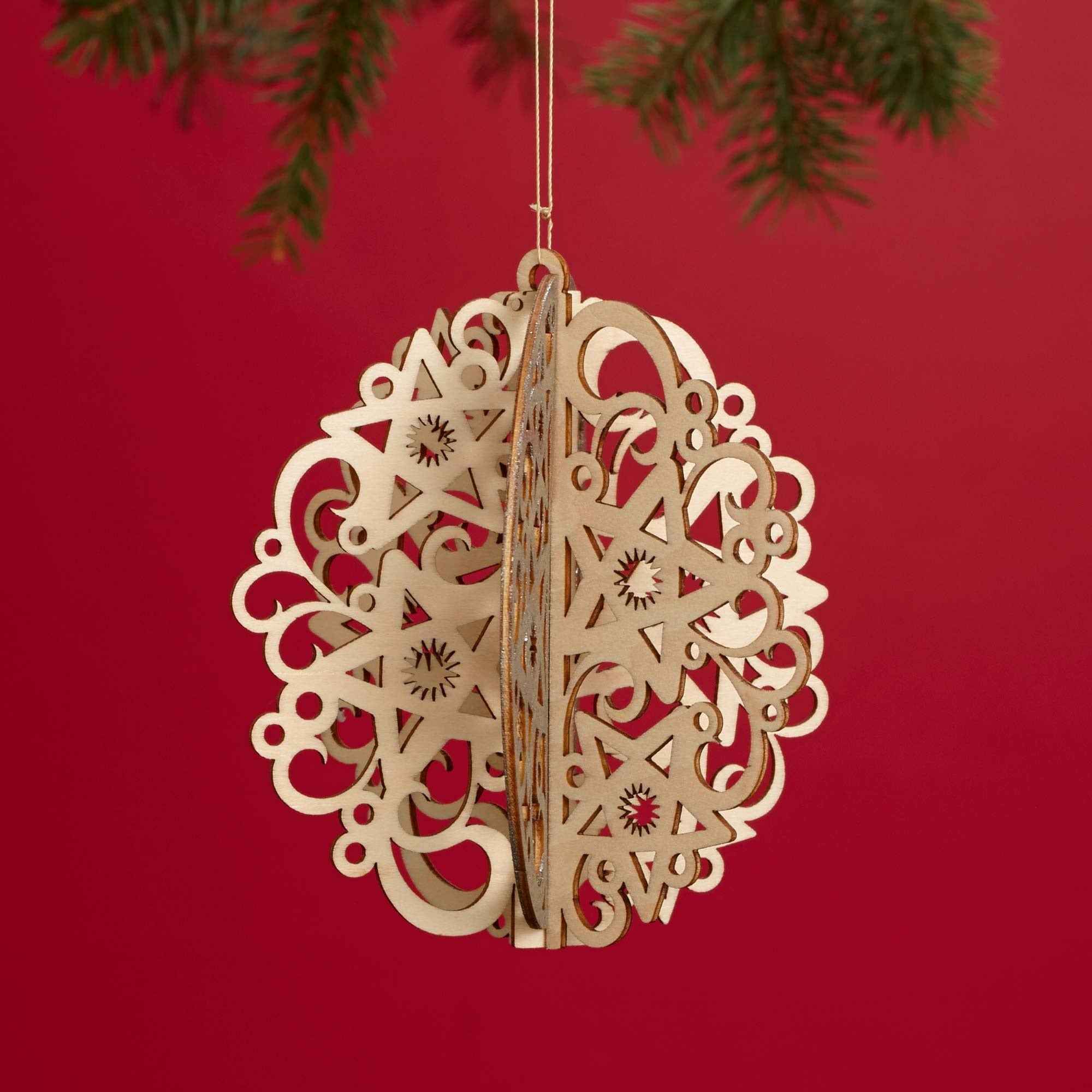 4" Wooden Star Snowflake Ornament