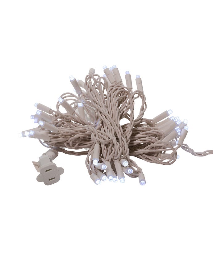 50-Light 5mm Cool White Frosted LED White Wire Light Set
