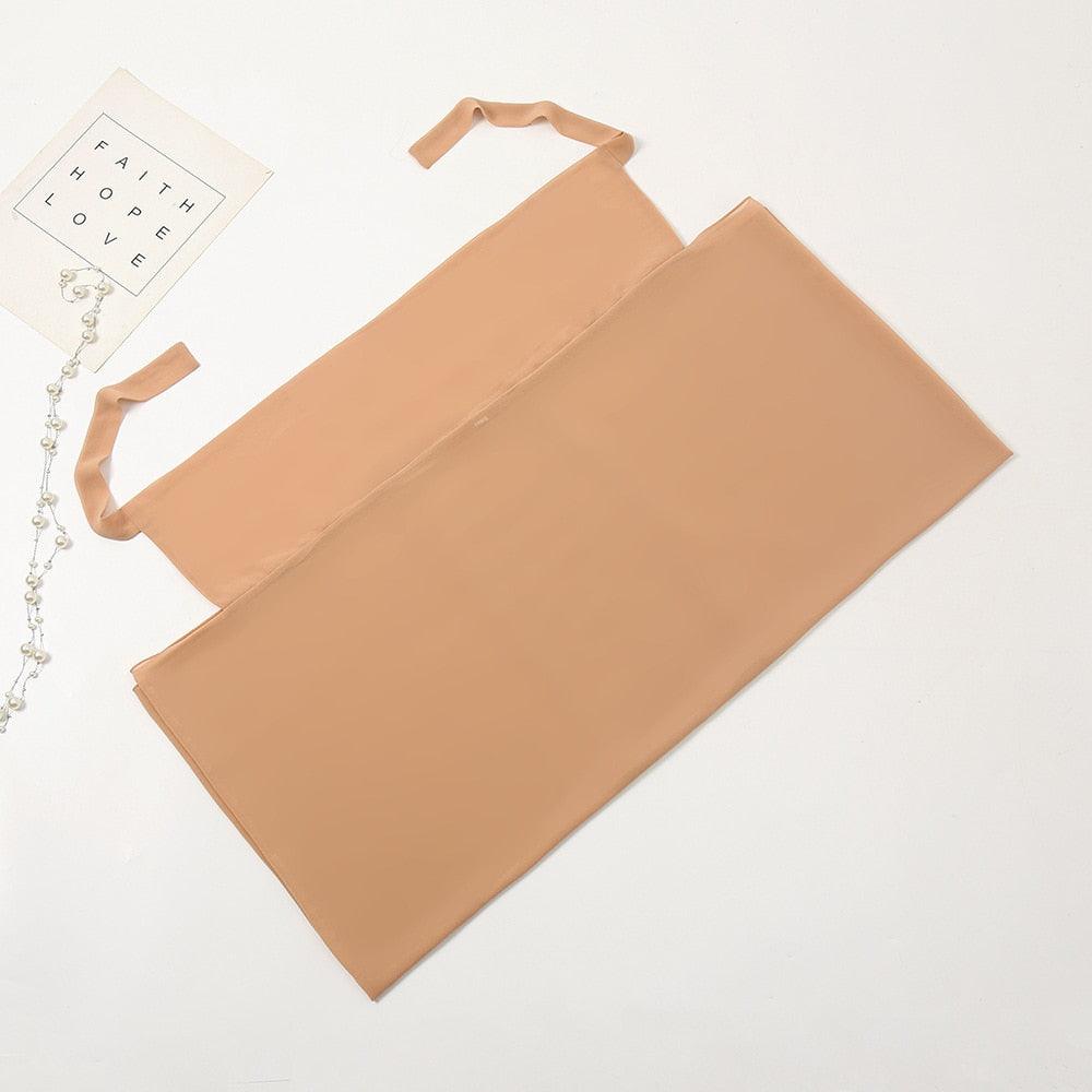 Plain Colorful Soft Lightweight Chiffon Elegant Hijab Scarf With Bandage Non-Slip Chiffon Echarpe Elegant Breathable Islam Long Hijabs Headband Fashion Turban Headwrap For Women
