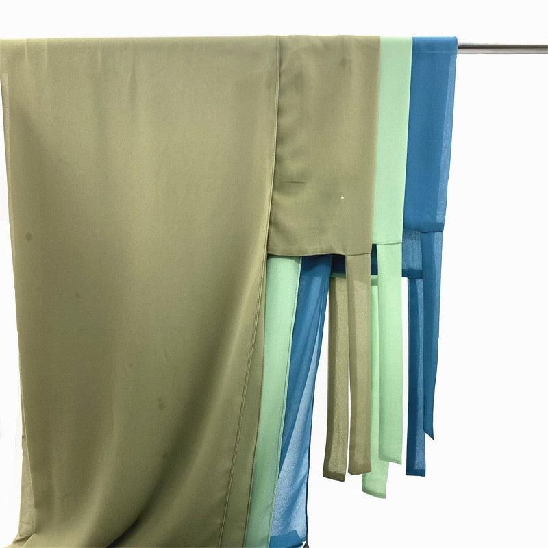 Plain Colorful Soft Lightweight Chiffon Elegant Hijab Scarf With Bandage Non-Slip Chiffon Echarpe Elegant Breathable Islam Long Hijabs Headband Fashion Turban Headwrap For Women