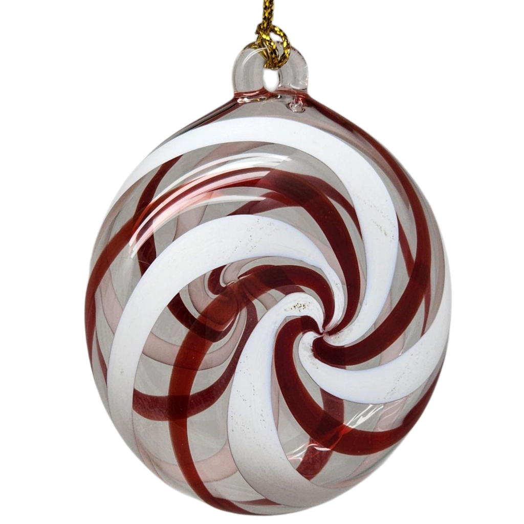 Peppermint Swirl Egyptian Glass Disc Ornament