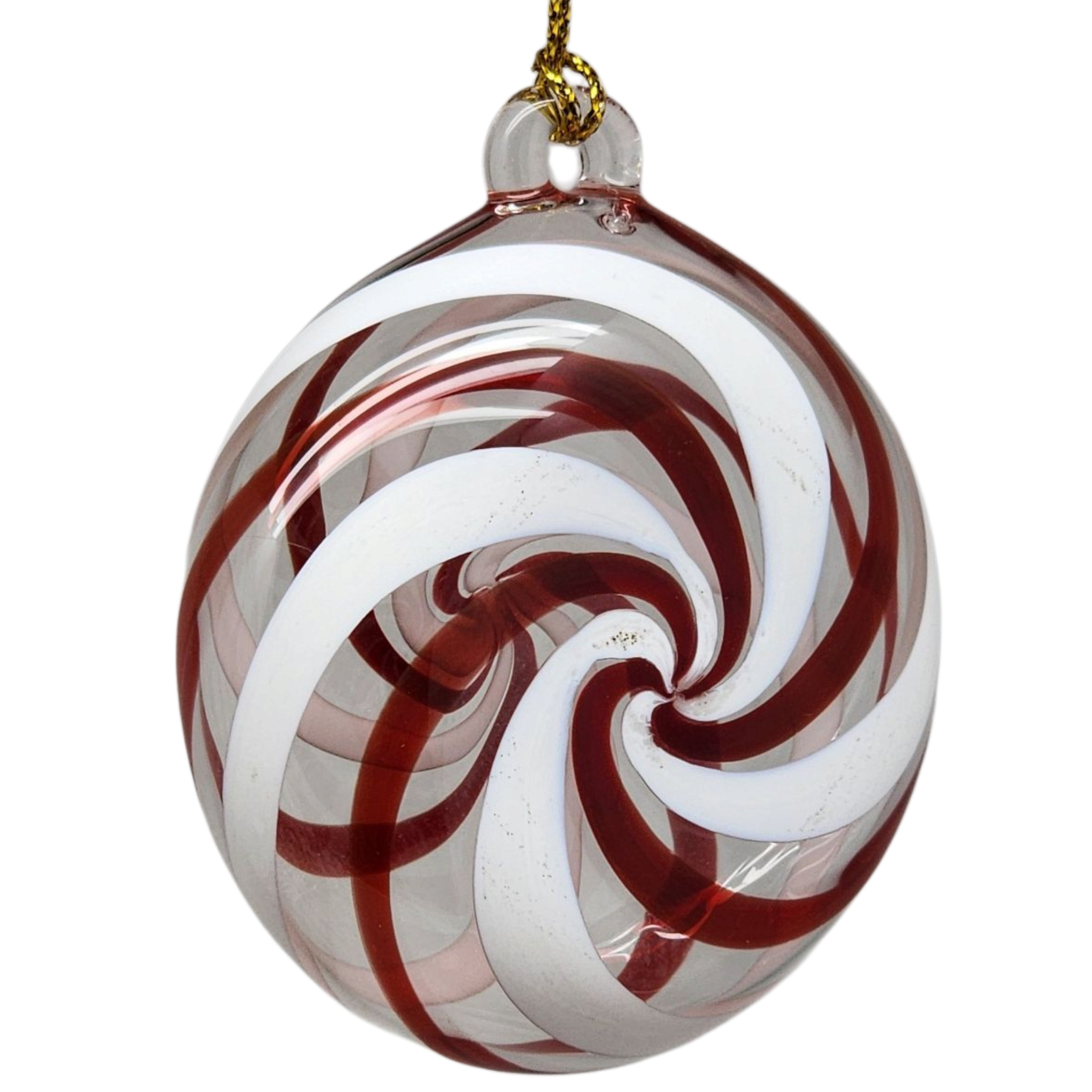 Peppermint Swirl Egyptian Glass Disc Ornament