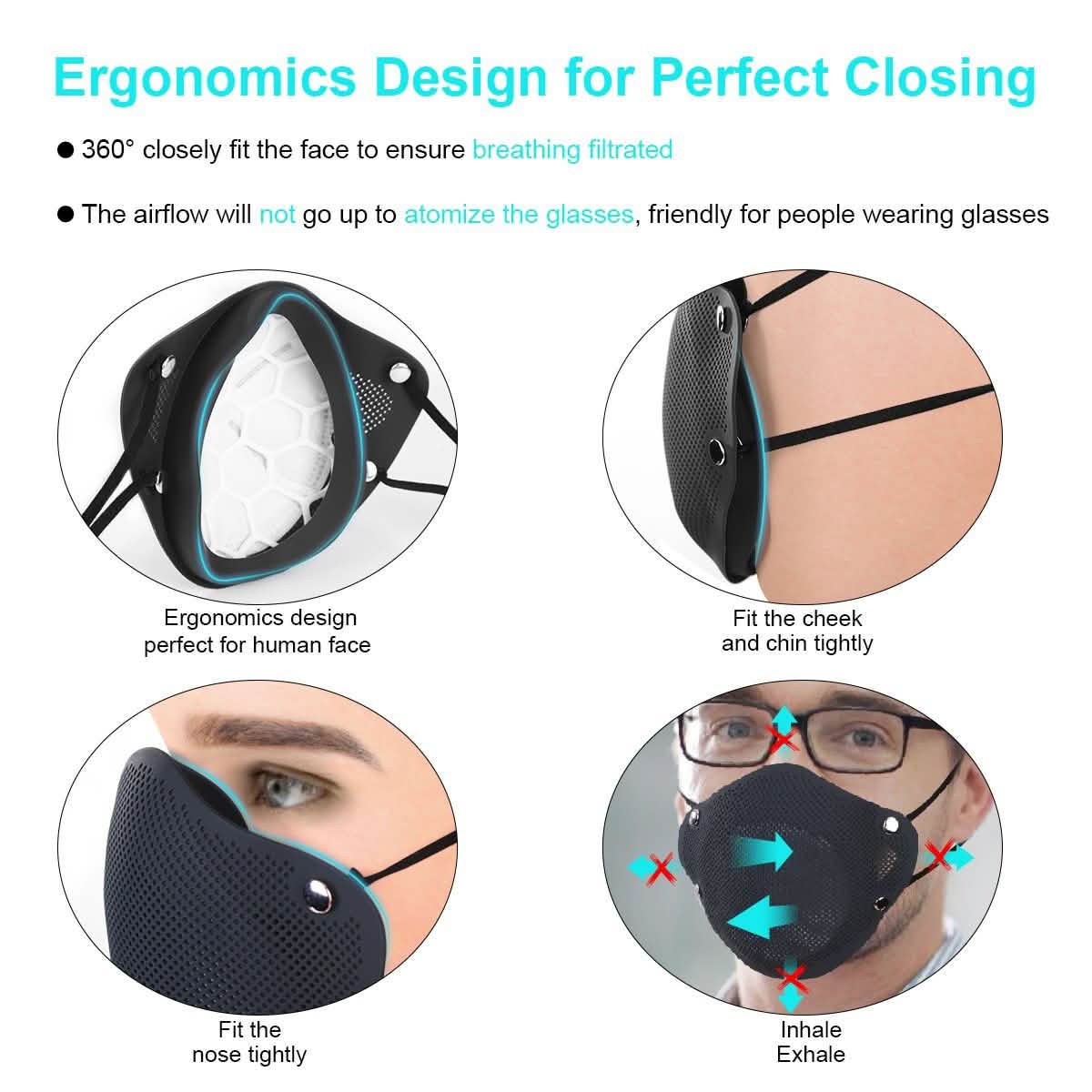 PM2.5 Mouth Nose Disconnect-type Reusable Washable Silicone Mask