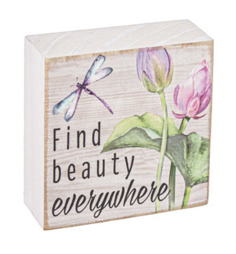 Watercolor Lilies Sign  Block -  Live Life