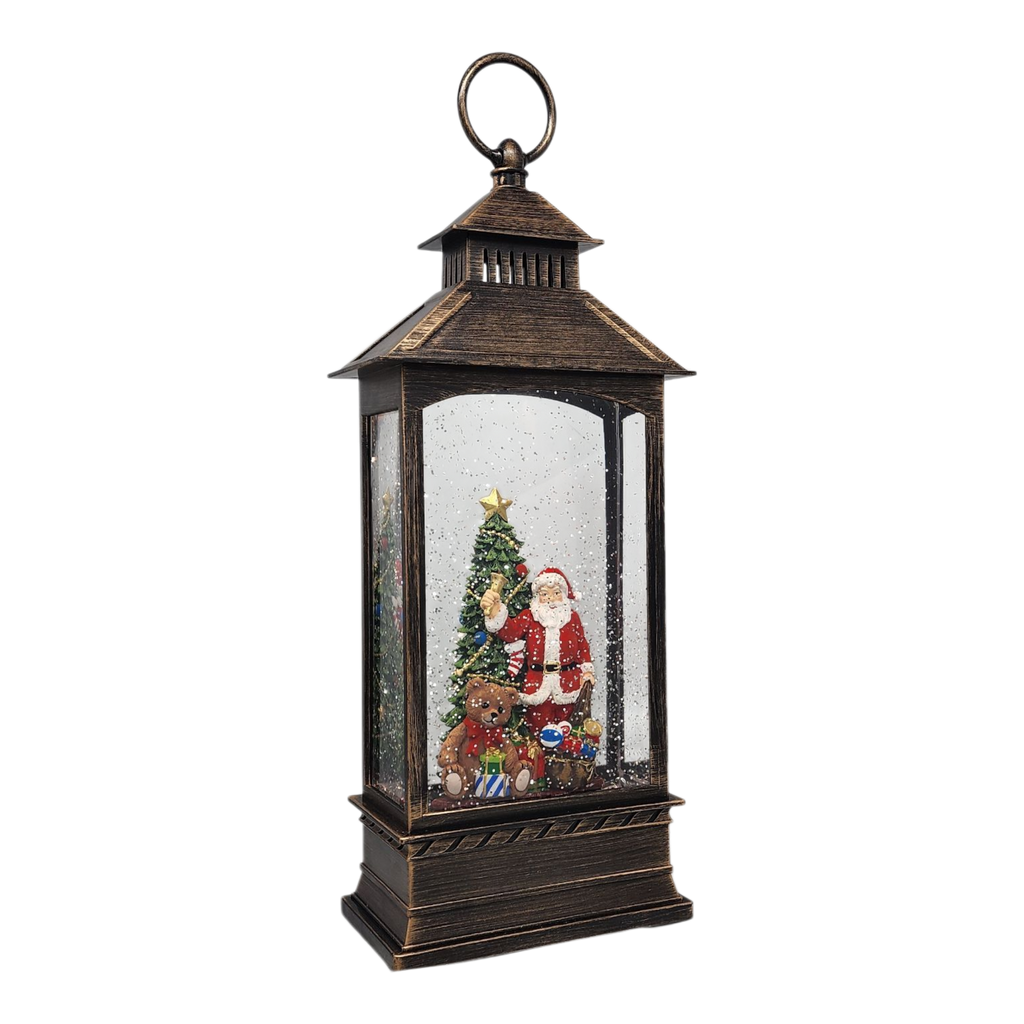 Lighted Spinning Waterglobe Lantern - Santa Delivering Gifts