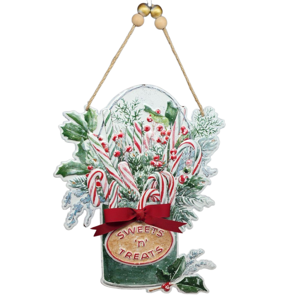 Metal Candy Jar with Bow - 10" Decor
