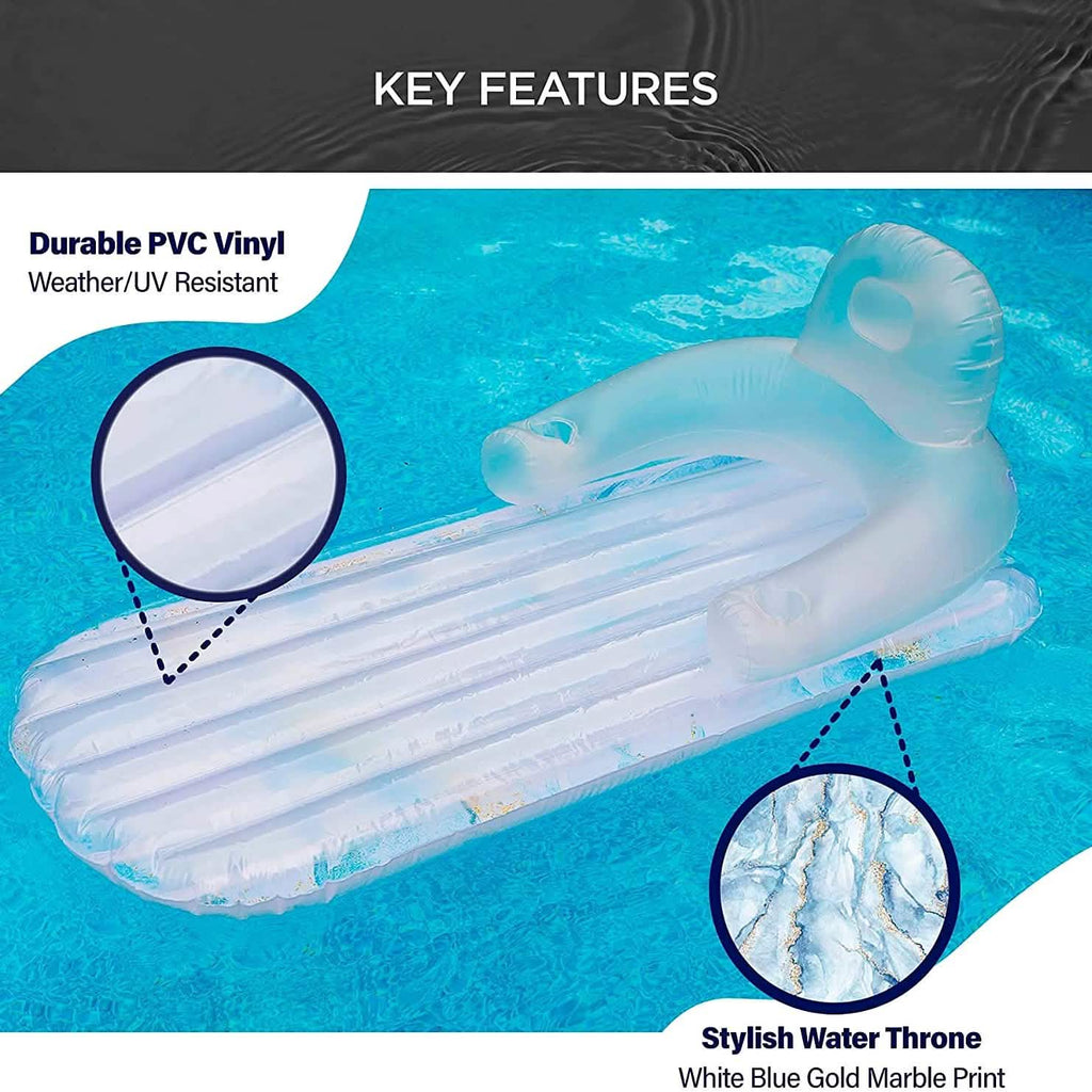 Pool Float for Adults Inflatable Lounge Chair Recliner for Swimming/Tanning