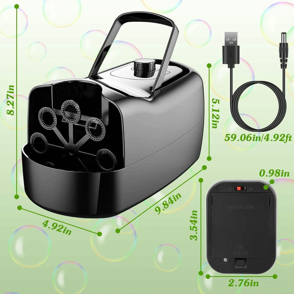 Portable Bubble Blowing Machine  with 2 Speeds Handle 3000-4000 Bubbles Per Minute Plug-In Battery Powered