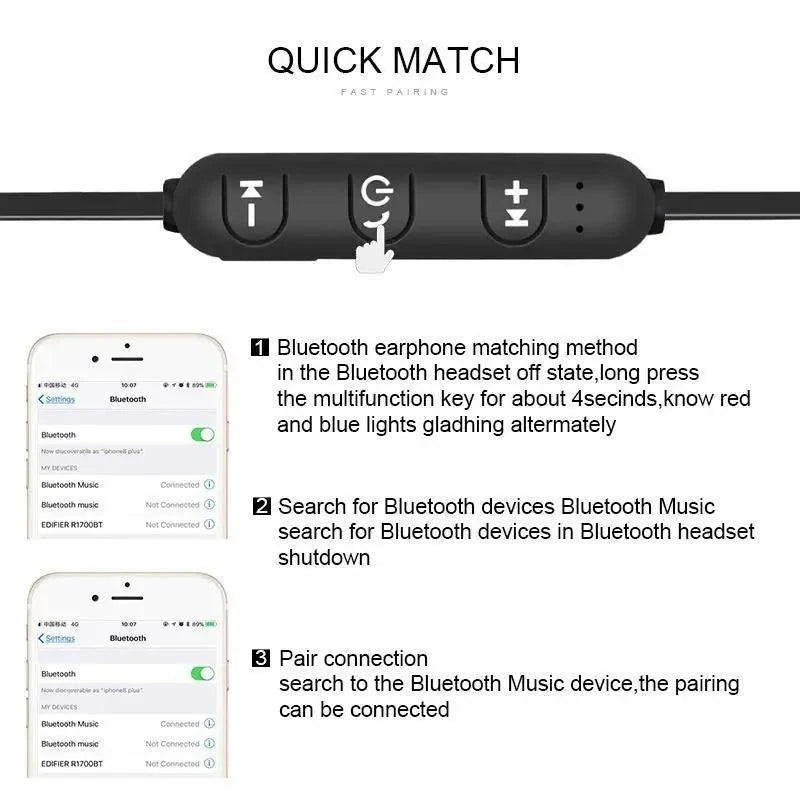 Portable Magnetic Sport Bluetooth Wireless Stereo Earphones For Workout Gym Noise Cancelling Earphones