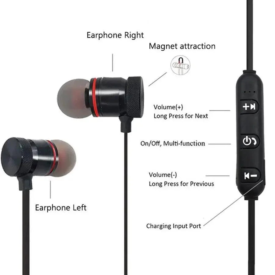 Portable Magnetic Sport Bluetooth Wireless Stereo Earphones For Workout Gym Noise Cancelling Earphones