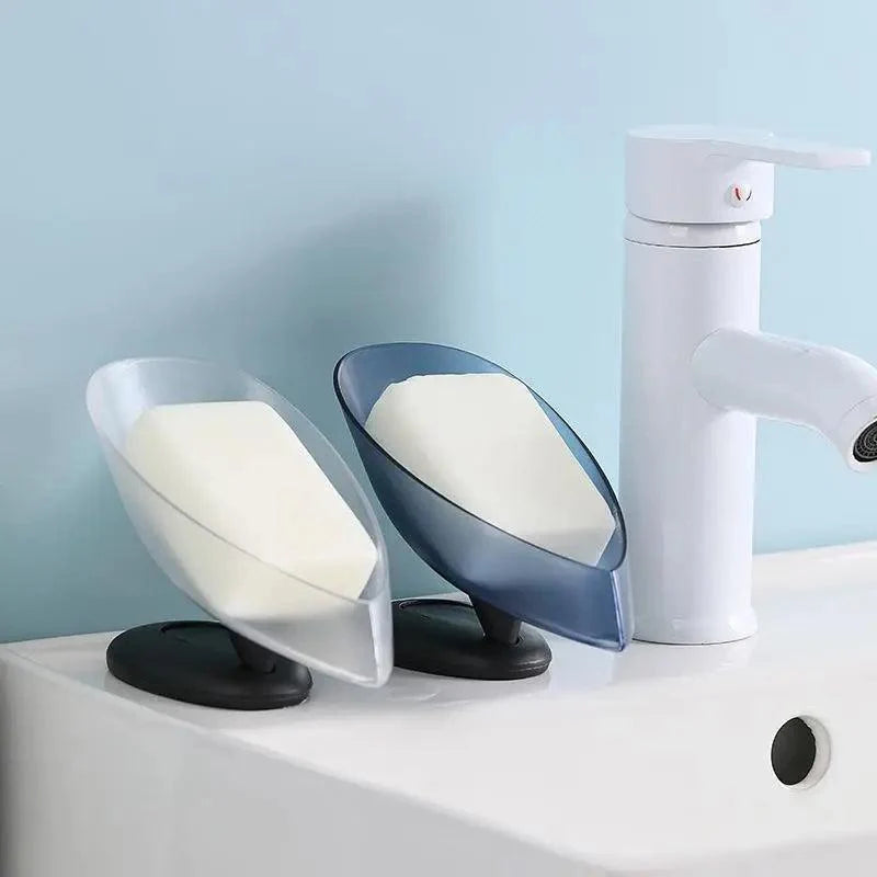 Portable Soap Dish Leaf Shape Soap Holder Leaf Shaped Soap Box Soap Dish For Bathroom Suction Cup Bathroom Storage For Soap Soap Dishes Sponge Container with Suction Cup Leaf Shape Self Draining for Bathroom Kitchen Sink
