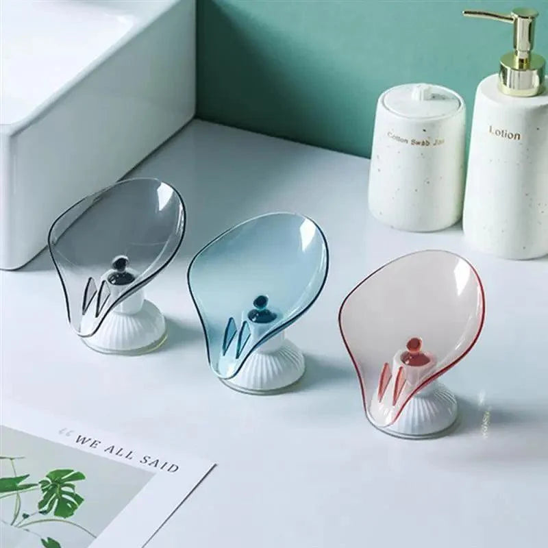 Portable Soap Dish Leaf Shape Soap Holder Leaf Shaped Soap Box Soap Dish For Bathroom Suction Cup Bathroom Storage For Soap Soap Dishes Sponge Container with Suction Cup Leaf Shape Self Draining for Bathroom Kitchen Sink