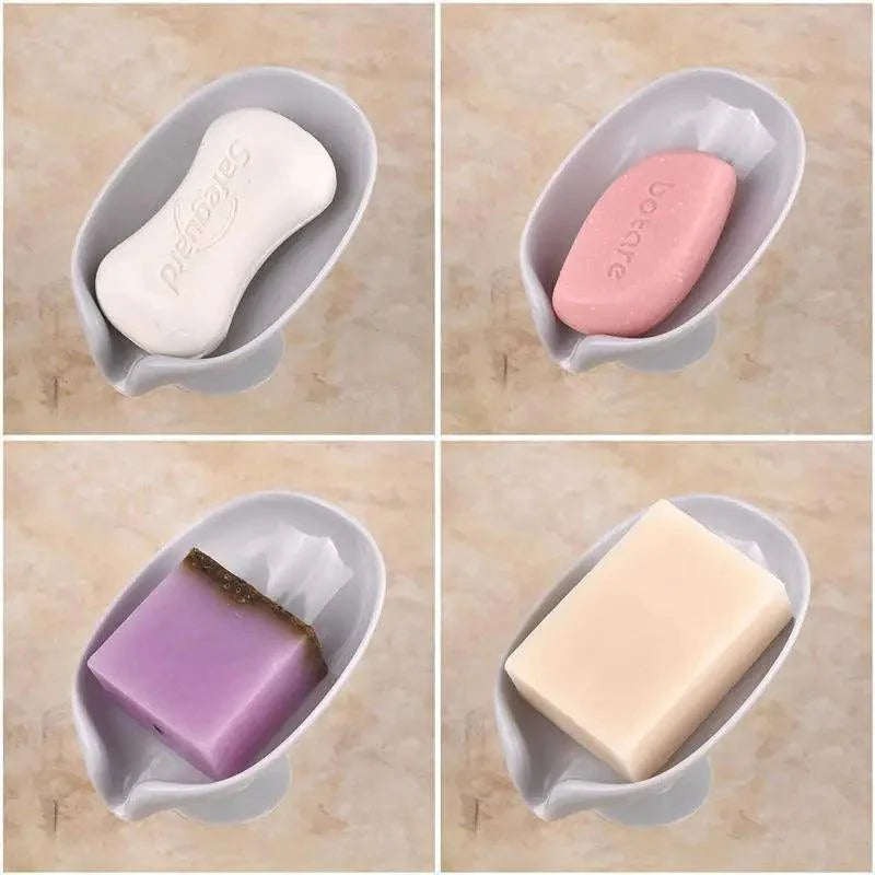 Portable Soap Dish Leaf Shape Soap Holder Leaf Shaped Soap Box Soap Dish For Bathroom Suction Cup Bathroom Storage For Soap Soap Dishes Sponge Container with Suction Cup Leaf Shape Self Draining for Bathroom Kitchen Sink