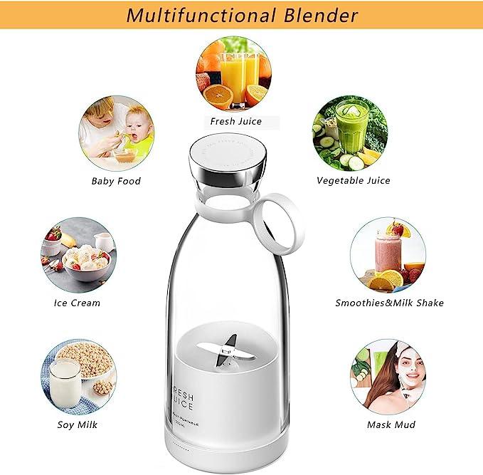 Portable White Blender Powered Blender Electric Juicer Mini Blender Multifunction Juice Maker Machine Blender Smoothies Juice Mixer