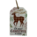 Wooden Plaid Gift Tag Ornament - Oh Deer! Christmas Is Here