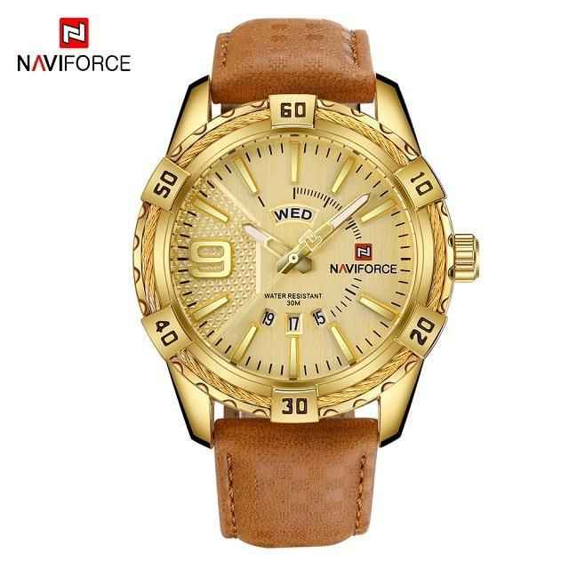 Men's Waterproof Leaghter Watch With Day, Date and Fluorescent Hands Perfect Gift For Your Man