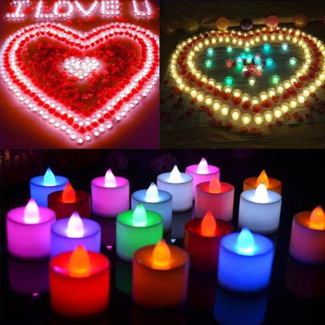 1 PC Creative LED Candle Fake Candles with Moving Flame Outdoor Flickering Flameless Electric Candle Light Multicolor Lamp Simulation Color Flame Tea Light Home Wedding Birthday Decoration