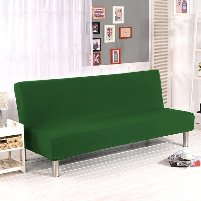 Solid Colors Armless Sofa Bed Cover Universal Size Elastic Couch Covers Washable Removable Slipcovers For Living Room Stretch Sofa Cover Furniture Protector Without Armrests Slipcover Soft With Elastic Bottom For Kids