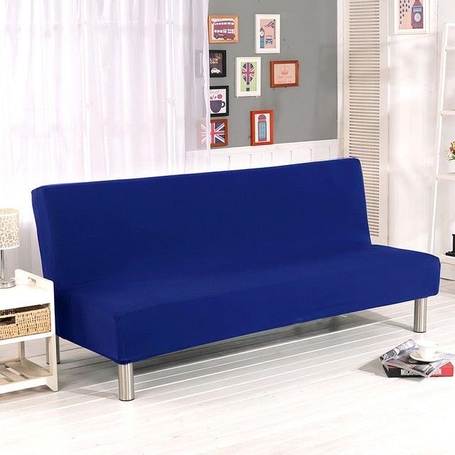 Solid Colors Armless Sofa Bed Cover Universal Size Elastic Couch Covers Washable Removable Slipcovers For Living Room Stretch Sofa Cover Furniture Protector Without Armrests Slipcover Soft With Elastic Bottom For Kids