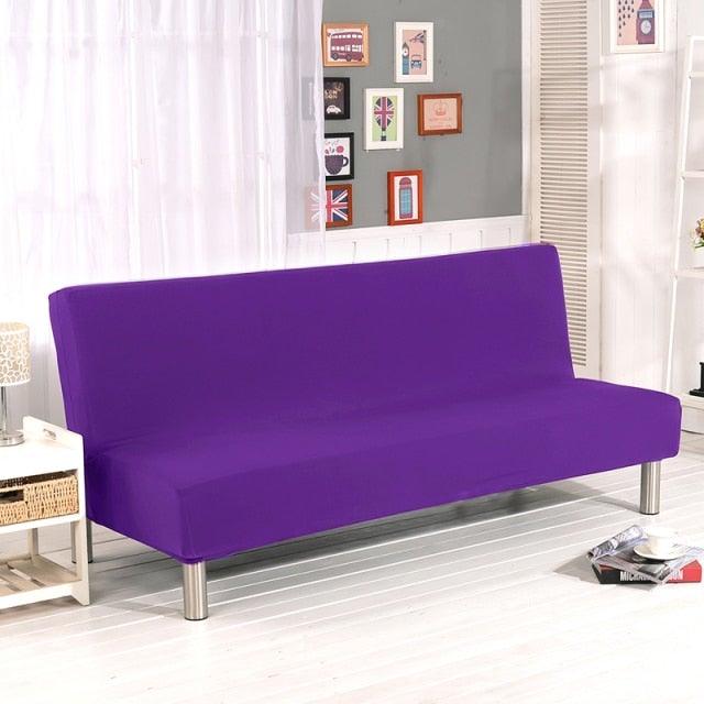 Solid Colors Armless Sofa Bed Cover Universal Size Elastic Couch Covers Washable Removable Slipcovers For Living Room Stretch Sofa Cover Furniture Protector Without Armrests Slipcover Soft With Elastic Bottom For Kids