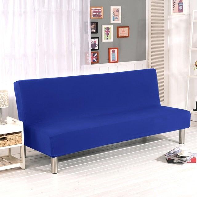 Solid Colors Armless Sofa Bed Cover Universal Size Elastic Couch Covers Washable Removable Slipcovers For Living Room Stretch Sofa Cover Furniture Protector Without Armrests Slipcover Soft With Elastic Bottom For Kids