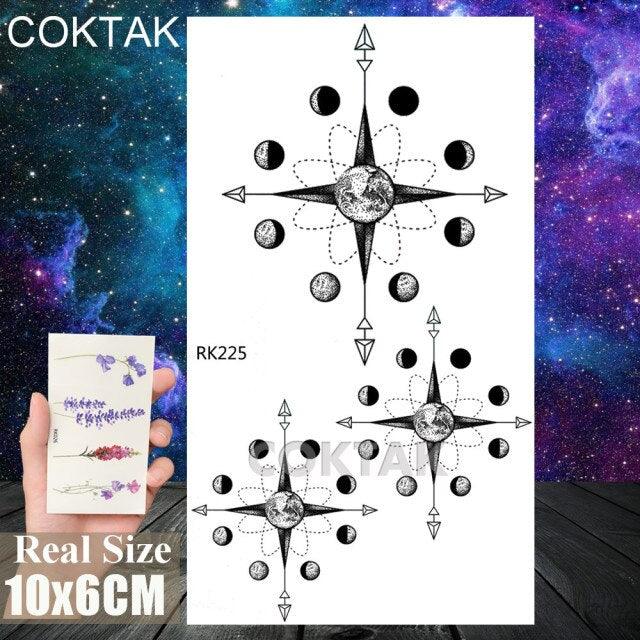 Realistic Small Planets Temporary Tattoos Arm Waterpoof Black Sticker Space Planets For Girls And Boys