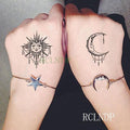 Elegant Black Waterproof Temporary Tattoo Stickers Moon Hill Modern Body Art Stickers Hand Foot High Quality For Womens