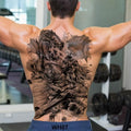 Extra Large Back Temporary Lion Tatoo Sticker Waterproof Black Luxury Big Modern  Design For Mens