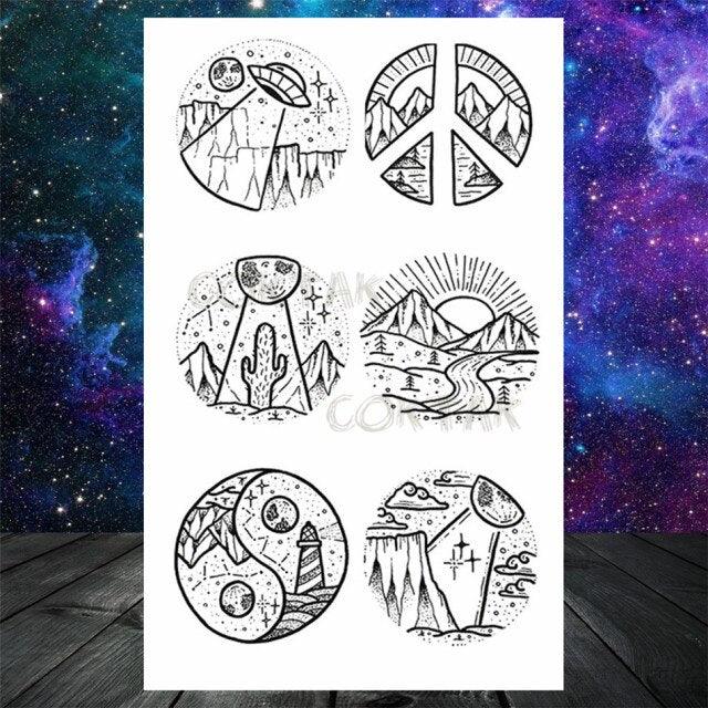 Realistic Small Planets Temporary Tattoos Arm Waterpoof Black Sticker Space Planets For Girls And Boys