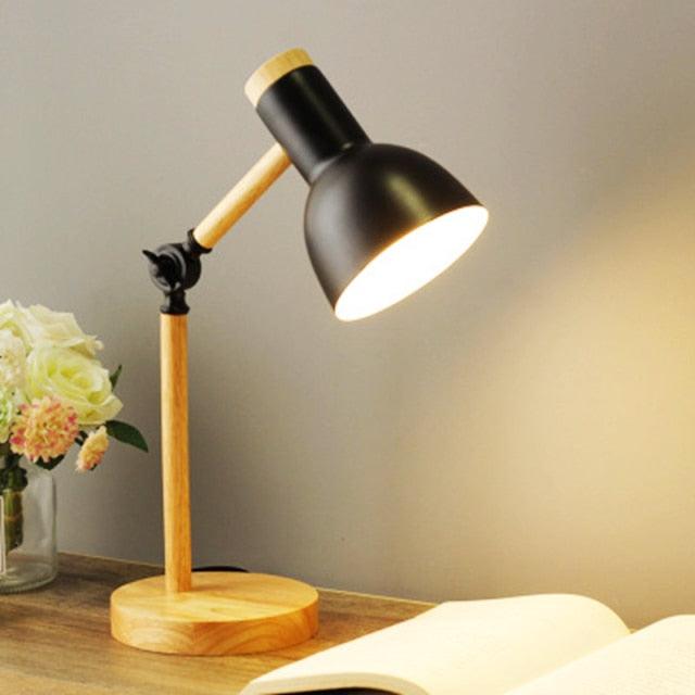 Wooden Desk Lamp for Study With Flexo Light Creative Nordic Iron LED Folding Simple Table Lamp for Bedroom Home Decor Decorative Table Lamp Cute Study Lamps for Bedroom Décor