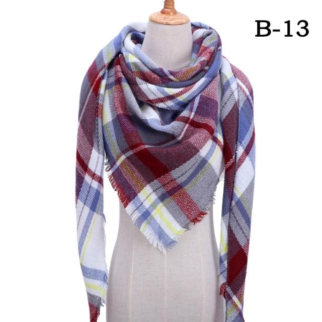 Winter Warm Soft Bandana Plaid Warm Headwear Triangle Scarves Scarf Cashmere Scarf Knit Wraps Shawls Hijabs Shawls Escharpe Elegant Cashmere Scarf Head Wrap Bandana Blanket Shawls Wraps For Female