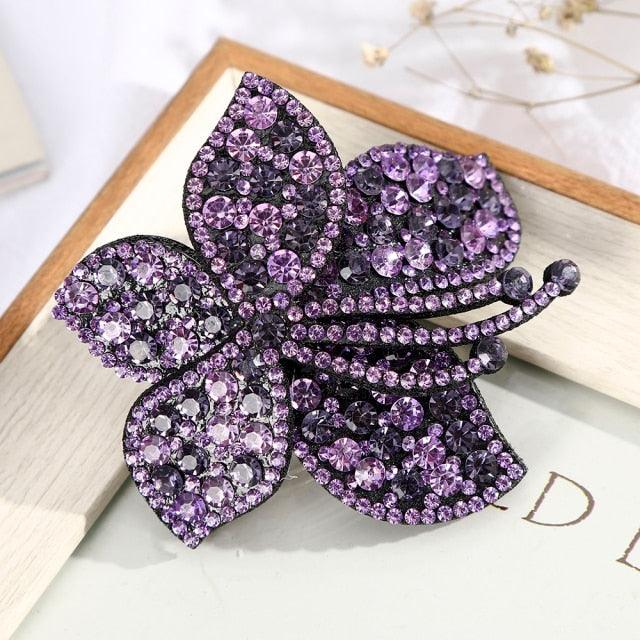 Rhinestone Flower Barrettes Hair Clips for Women Vintage Crystal Hairpins Girls Hair Accessories Jewelry Hairgrip Claws Fashion Hairgrips Accessories For Party