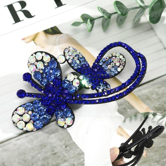 Rhinestone Flower Barrettes Hair Clips for Women Vintage Crystal Hairpins Girls Hair Accessories Jewelry Hairgrip Claws Fashion Hairgrips Accessories For Party